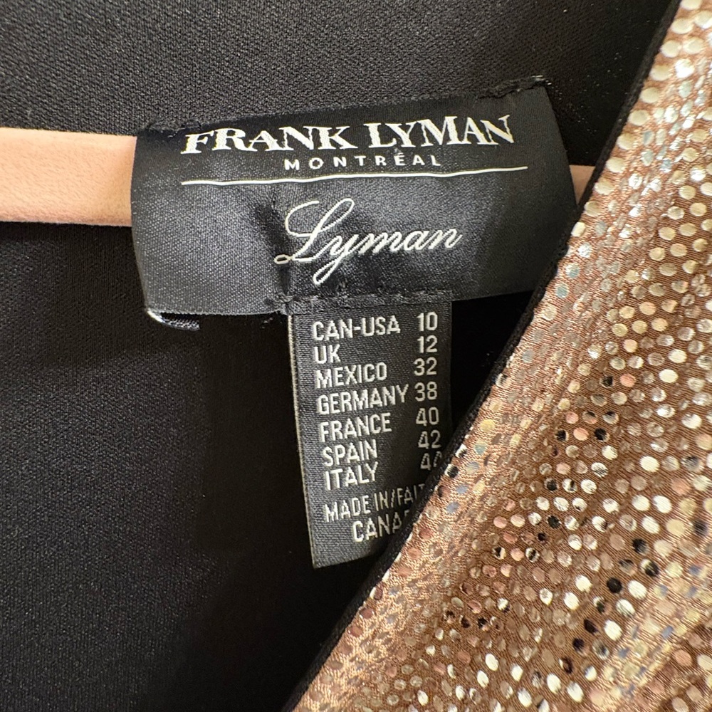 Frank Lyman Evening Gown Maxi Dress Gold Sparkle Top Black Skirt Size 10 VGUC - Picture 5 of 12